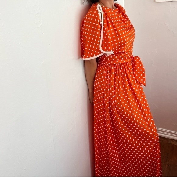 Vintage Handmade Polka Dot Maxi Dress - Picture 1 of 11